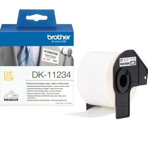 Dk-11234 Adhesive Visitor Badge Label Roll - Black On White - 60mm X 86mm