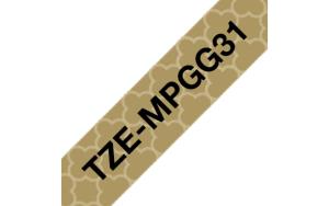 Tape Tze-mpgg31 12mm Black On Gold Geometrics (tzempgg31)