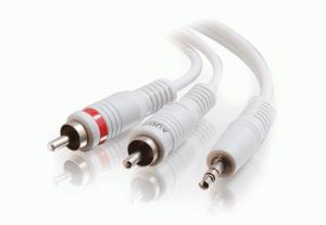 3.5mm (m) To 2x 3.5mm (m) Wht Cable 3m