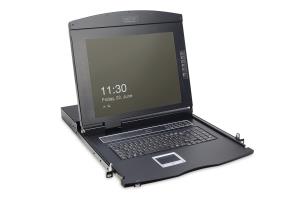 modularized 43,2cm (17") TFT console with 1 port KVM, RAL 9005 black color Qwerty US