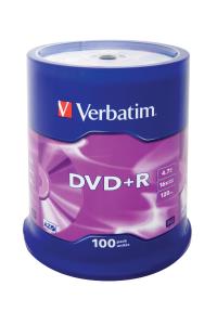 DVD+r Media 4.7GB 16x Matt Silver 100-pk With Spindle