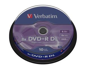 DVD+r Media 8.5GB 8x Double Layer Spindle 10-pk
