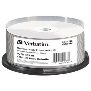 Bd-r Single Layer 25GB 6x Wide Printable Spindle 25-pk