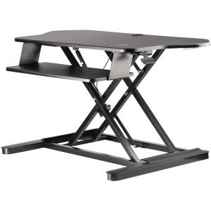 Corner Sit Stand Desk Converter Keyboard Tray - Height Adjustabl