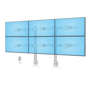 Six-monitor Desk Mount Crossbar - Max 32in Screens/17.6lb Each/v
