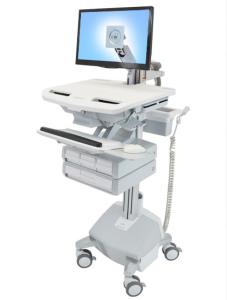 Styleview Cart With LCD Arm LiFe Powered 4 Drawers (white Grey And Polished Aluminum) Eu / Sa