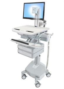 Styleview Cart With LCD Pivo LiFe Powered 2 Drawers (white Grey And Polished Aluminum) Eu/sa