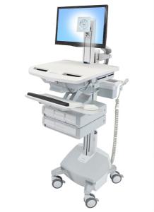 Styleview Cart With LCD Pivot LiFe Powered 4 Drawers (white Grey And Polished Aluminum) Eu/sa