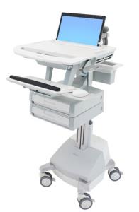 Styleview Laptop Cart SLA Powered 2 Drawers (white Grey And Polished Aluminum) CHE