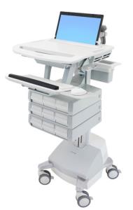 Styleview Laptop Cart SLA Powered 9 Drawers (white Grey And Polished Aluminum) CHE