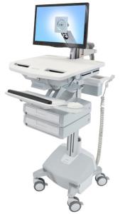 Styleview Cart With LCD Arm LiFe Powered 2 Drawers (white Grey And Polished Aluminum) CHE