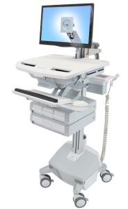 Styleview Cart With LCD Arm LiFe Powered 4 Drawers (white Grey And Polished Aluminum) CHE