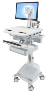 Styleview Cart With LCD Pivot SLA Powered 1 Drawer (white Grey And Polished Aluminum) CHE