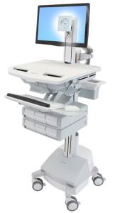 Styleview Cart With LCD Pivot SLA Powered 6 Drawers (white Grey And Polished Aluminum) CHE