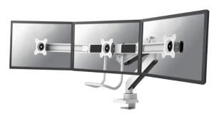 Neomounts Select Full Motion Dual Desk Mount With Crossbar And Handle For Three 17-27in Monitor Screens  - White