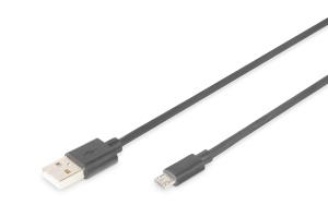 USB 2.0 connection cable, type A - micro B M/M, 1.0m, USB 2.0 conform, black