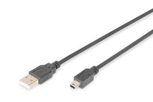 ASSMANN USB 2.0 connection cable, type A - mini B (5pin) M/M, 1m USB 2.0 conform Black
