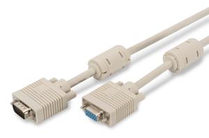VGA Monitor extension cable, HD15 M/F, 3m 3Coax/7C, 2xferrite Beige