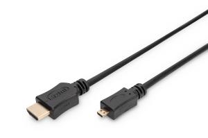 HDMI High Speed connection cable, type D - A M/M, 2m w/Ethernet, Ultra HD 60p, gold black