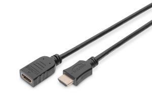 HDMI High Speed extension cable, type A M/F, 3m w/Ethernet, Ultra HD 24p, gold black