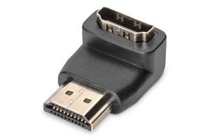HDMI adapter, type A, 90> angled M/F, Ultra HD 60p, black gold