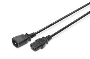Power Cord extension cable, C14 - C13 M/F, 1m H05VV-F3G 0.75qmm black