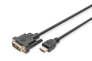 DIGITUS HDMI adapter cable, type A-DVI(18+1) M/M, 2m Full HD black