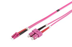 Fiber Optic Patch Cord, LC to SC Multimode OM4 - 50/125 µ, Duplex, color RAL4003, Length 3m
