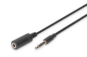 ASSMANN Audio extension cable, stereo 3.5mm 5m CCS, 2x0.10/10, shielded, M/F, black