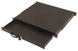1U lockable keyboard shelf color black RAL 9005