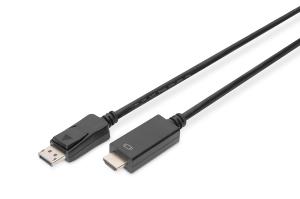 DisplayPort adapter cable, DP - HDMI type A M/M, 2m w/interlock, DP 1.2_HDMI 2.0, 4K/60Hz, CE, black
