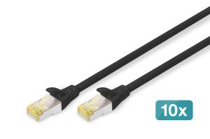 Patch cable - CAT6a - S/FTP - Snagless -  1m - black - 10pk