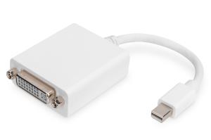 DisplayPort adapter cable, mini DP - DVI (24+5) M/F, 0.15m, DP 1.2 compatible, CE, white