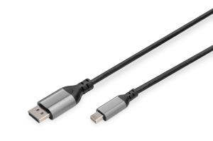 mini DP to DP 8K 60Hz. DP 1.4 Alu housing Black 2m