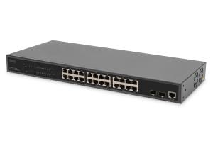 Gigabit Ethernet Switch with PoE Injector 24 Port L2 Managed 2 SFP Upload