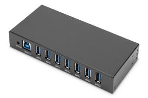 USB 3.0 HUB - 7 Port - Industrial Metal 15-kV ESD Table Wall DIN Rail mount
