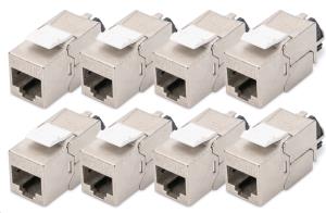 CAT6A Keystone Jack shielded, tool free connection - intelligent cable manager - 8 Pcs