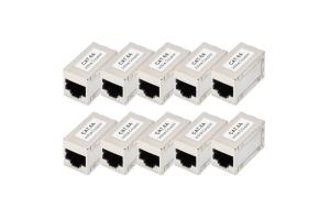 CAT6A modular coupler, full shielded RJ45 to RJ45 - 10 pcs