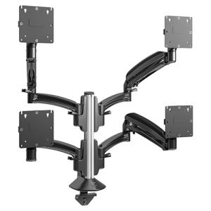 Desk Mount For 4 LCD Displays (adjustable Arm) - Aluminum - Black