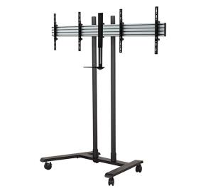 Universal Twin Screen Vc Trolley With Webcam Shelf (vesa 400) - 1.6m 50mm Poles