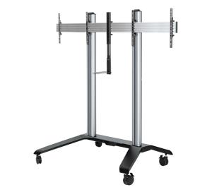 Universal Twin Screen Vc Trolley (vesa 600 X 400), Black & Silver