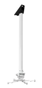 Fixed Drop Projector Ceiling Mount With  Micro-adjustment - Black With White Pole And Mount - 0.5m Pole
