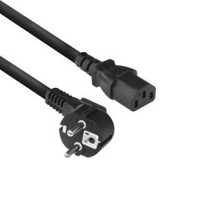 Powercord mains connector CEE 7/7 male (angled) - C13 black 2 m