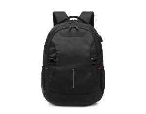 Global Backpack 15.6in Black With USB Charging Port