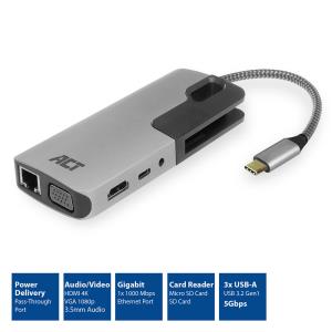 USB-C to HDMI or VGA Fmultiport Adapter Ethernet 3x USB-A Card Reader Audio PD Pass Through