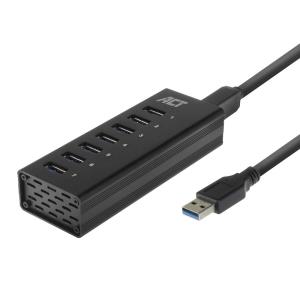 USB Hub 3.2 7x USB-a With Power Supply Black