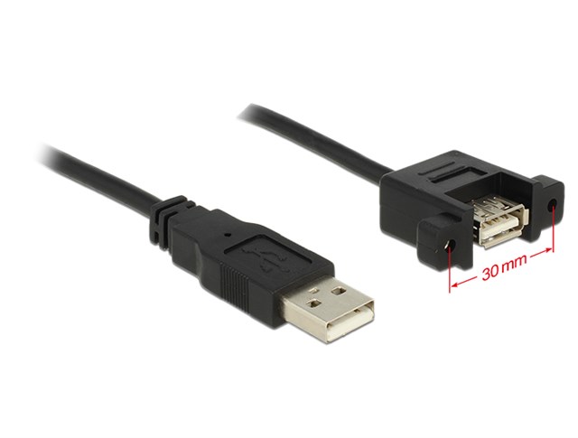 USB A Male/a Female Panel Type - Black - 0.5m