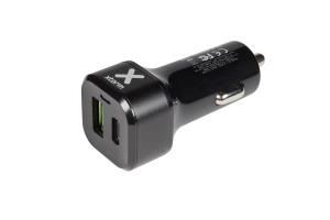 Power Car-plug USBc 27w Pd+USB Qc 3.0 Ports - Au015u - Black